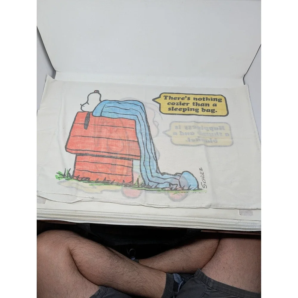 Vintage 1971 Peanuts Snoopy Linus Pillowcase Happiness is a Thumb and a Blanket
